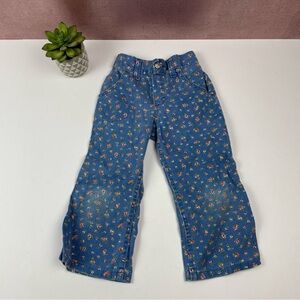 Miss B Vintage Blue Floral Denim Pants Baby Girl Casual